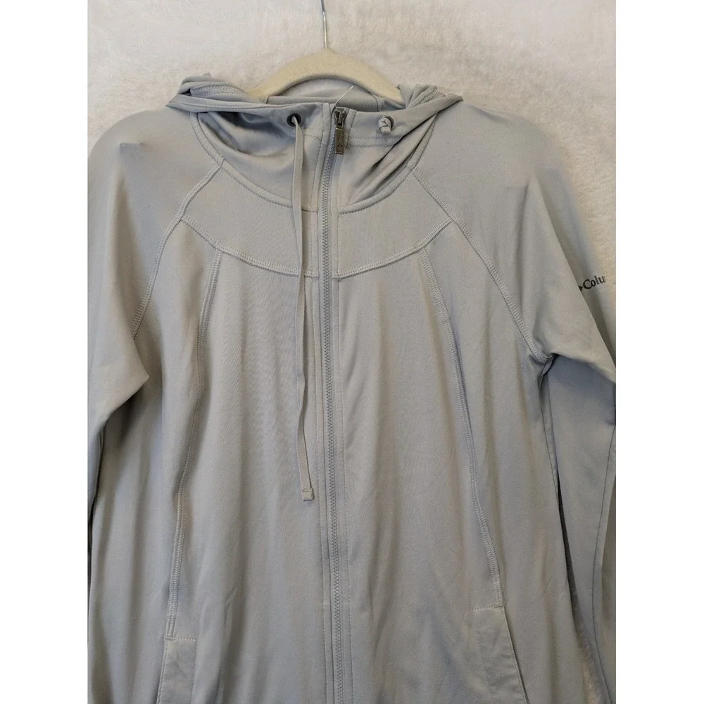 Columbia Full Zip Hoodie Women's Medium‎ Gray Thumbholes Activewear Jacket